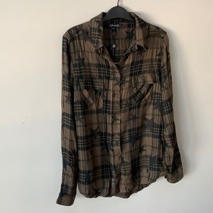 NWT Button Plaid Shirt with Stars